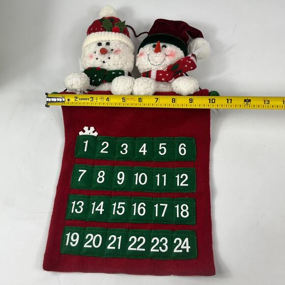 Prima Creations Hanging Advent Calendar 24 Pockets Snowman Plush Head Wall Decor - Picture 8 of 10
